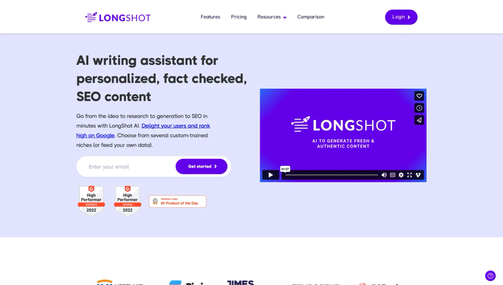 使用人工智能创建人类和搜索引擎喜欢的博客。
LongShot 是一个人工智能写作助手，可帮助您和您的团队创建在 Google 上排名的有用博客。