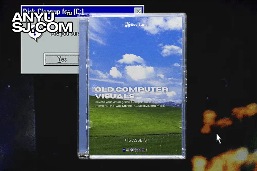 15+复古Windows弹窗窗口进度条控件MOV动画背景视频元素套装REELBURN – Old Computer Visuals-第5604期-
