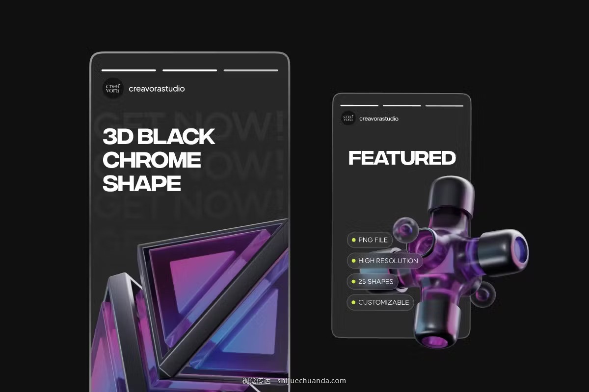 3D Black Chrome Shape Elements-4.jpg